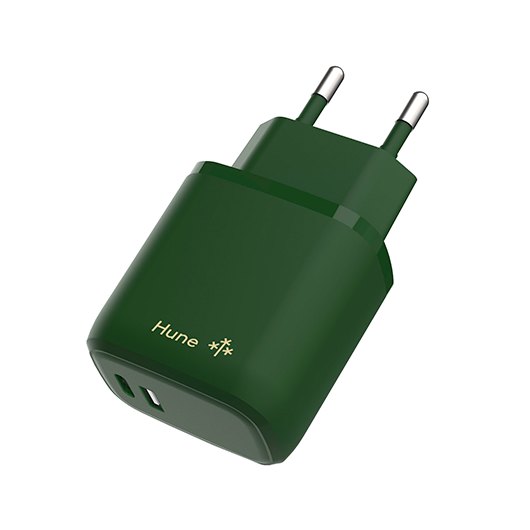 Cargador Hune Eco 2 Portas 20W Usb-C Usb-A Bosque